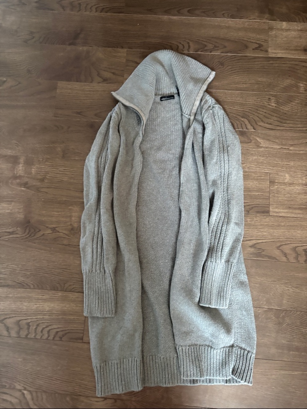 Moda International Beige Open-Front Long Cardigan Sweater